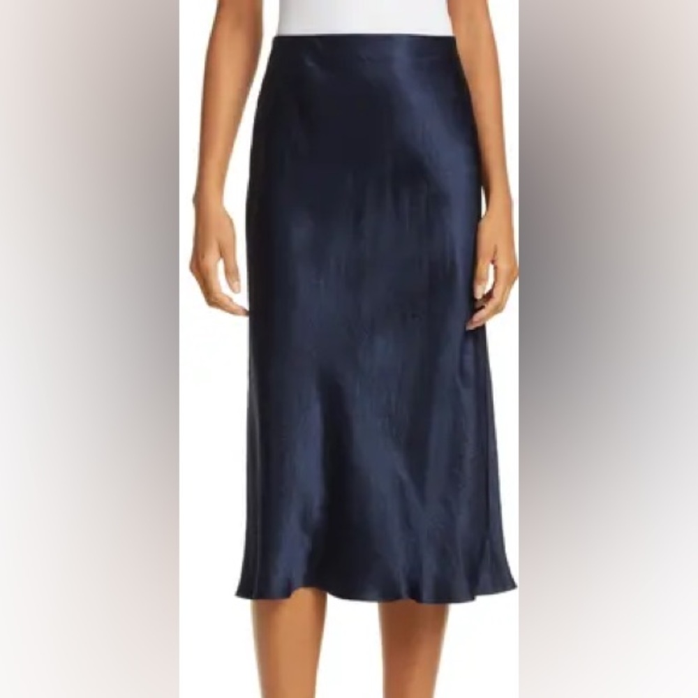 Vince Satin Slip Skirt Coastal Blue Sz S
